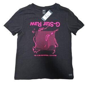 G-Star Raw Black Pink Graphic Logo Tee NWT Medium
